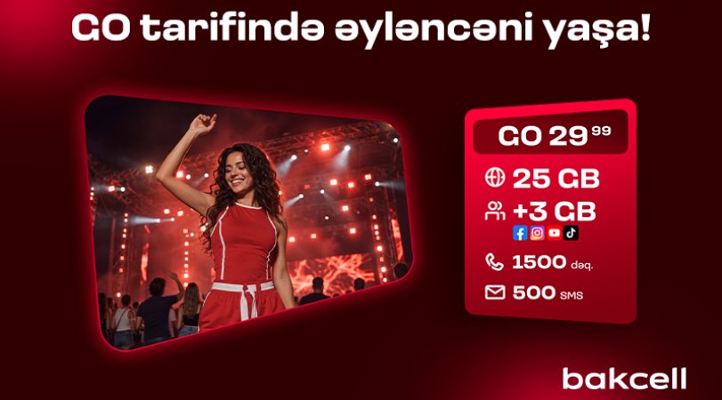<p>Bakcell-in &ldquo;GO&rdquo; tariflərinə qoşulun və üstünlüklərdən faydalanın</p>
